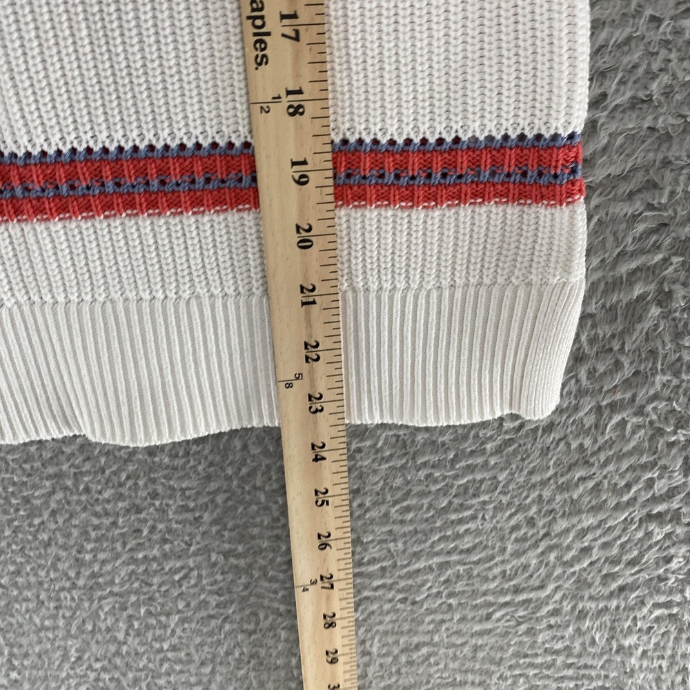 Barbour Promenade Knit Sweater Womens 6 White Striped 100% Cotton Crewneck - Picture 9 of 16